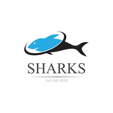 Köpekbalığı illüstrasyon Logo Şablonu Vektörü