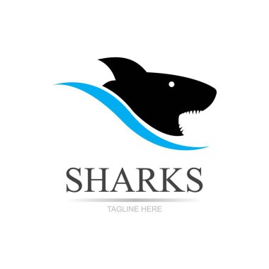 Köpekbalığı illüstrasyon Logo Şablonu Vektörü