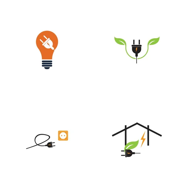 Electrical Plug Logo Set Concept Vector Design — Stock Vector