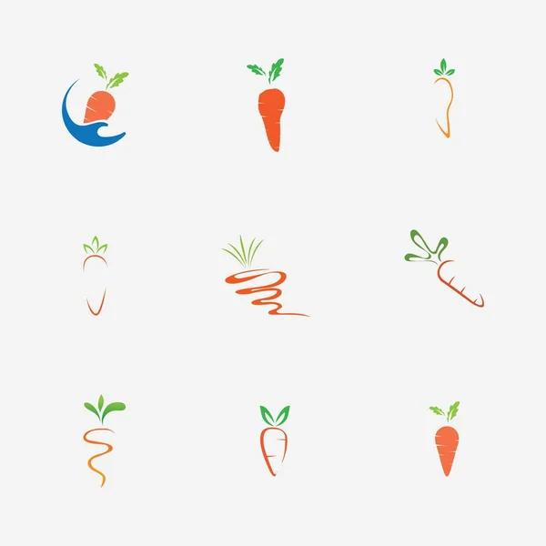 Carrot Logo Collection Design Illustration Template Vector — Stok Vektör