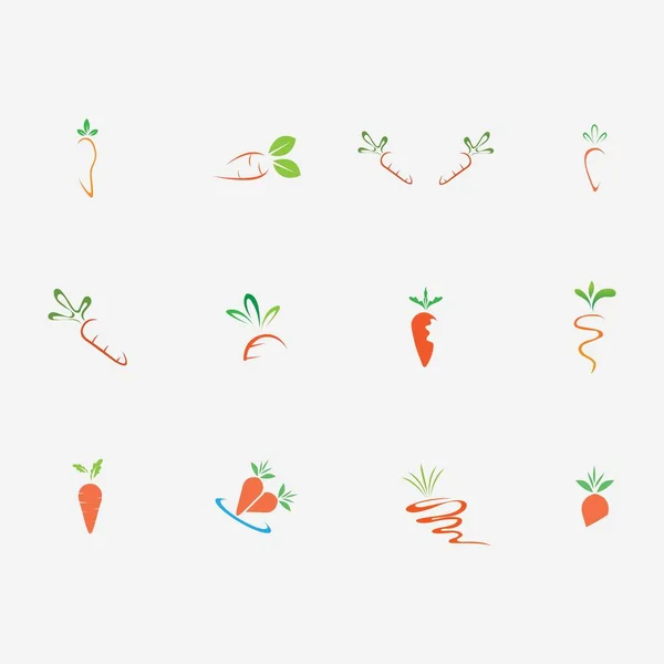 Carrot Logo Collection Design Illustration Template Vector — Stok Vektör