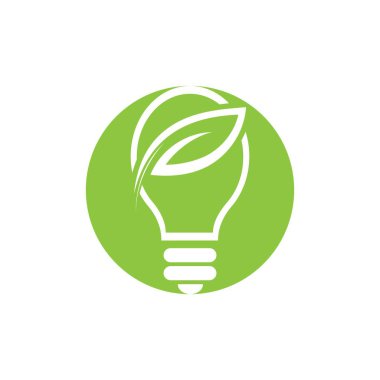 vector illustration of green leaf and light logo design
