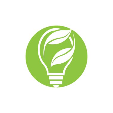 vector illustration of green leaf and light logo design