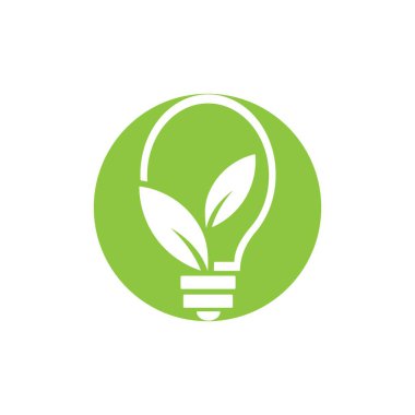 vector illustration of green leaf and light logo design
