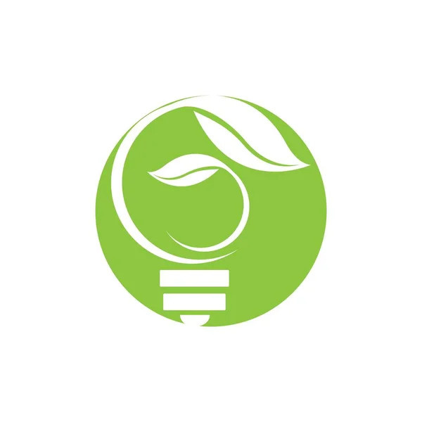 Vector Illustration Green Leaf Light Logo Design — Stockvektor