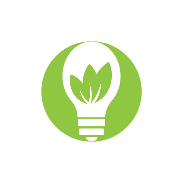 Vector Illustration Green Leaf Light Logo Design — 스톡 벡터