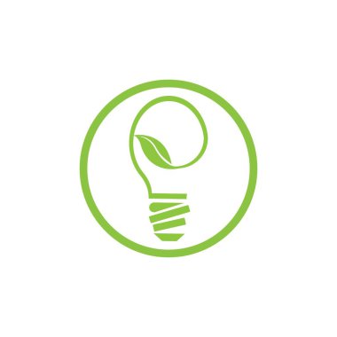 bulb and green leaf logo illustration design with white background
