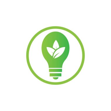 bulb and green leaf logo illustration design with white background