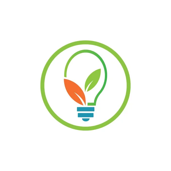 Bulb Green Leaf Logo Illustration Design White Background — Stockvektor