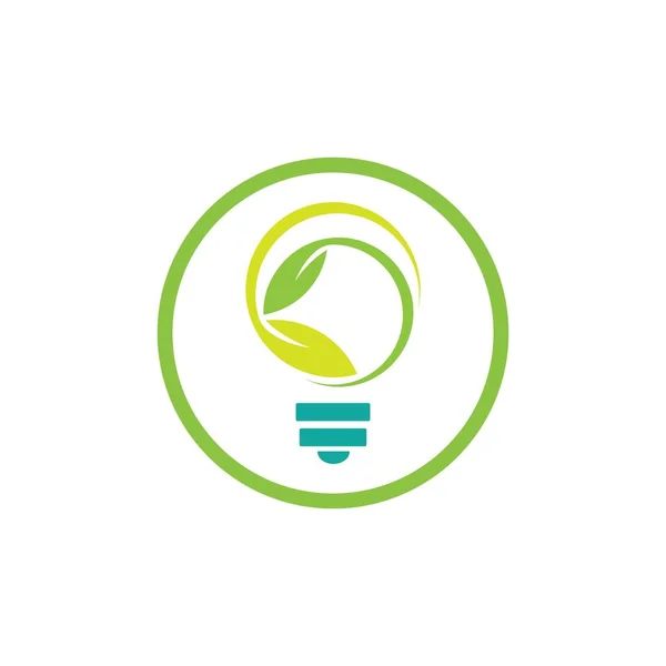 Bulb Green Leaf Logo Illustration Design White Background — Stockvektor