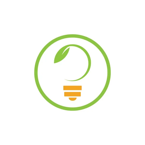 Bulb Green Leaf Logo Illustration Design White Background — Vettoriale Stock