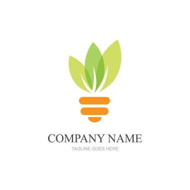 green leaf and light logo illustration design