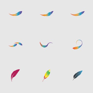 Gri arkaplanda tüy vektör illüstrasyon tasarımının logosu