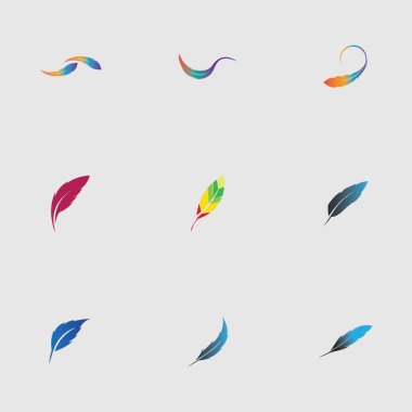 Gri arkaplanda tüy vektör illüstrasyon tasarımının logosu