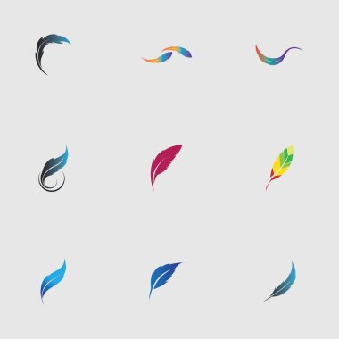 Gri arkaplanda tüy vektör illüstrasyon tasarımının logosu