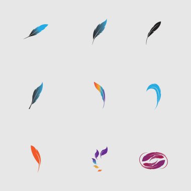 Gri arkaplanda tüy vektör illüstrasyon tasarımının logosu