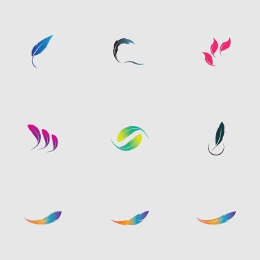 Gri arkaplanda tüy vektör illüstrasyon tasarımının logosu