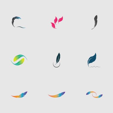 Gri arkaplanda tüy vektör illüstrasyon tasarımının logosu