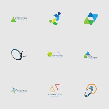 Yenilik ve teknoloji şirketinin soyut vektör logo şablonu seti