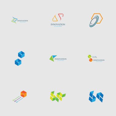 Yenilik ve teknoloji şirketinin soyut vektör logo şablonu seti