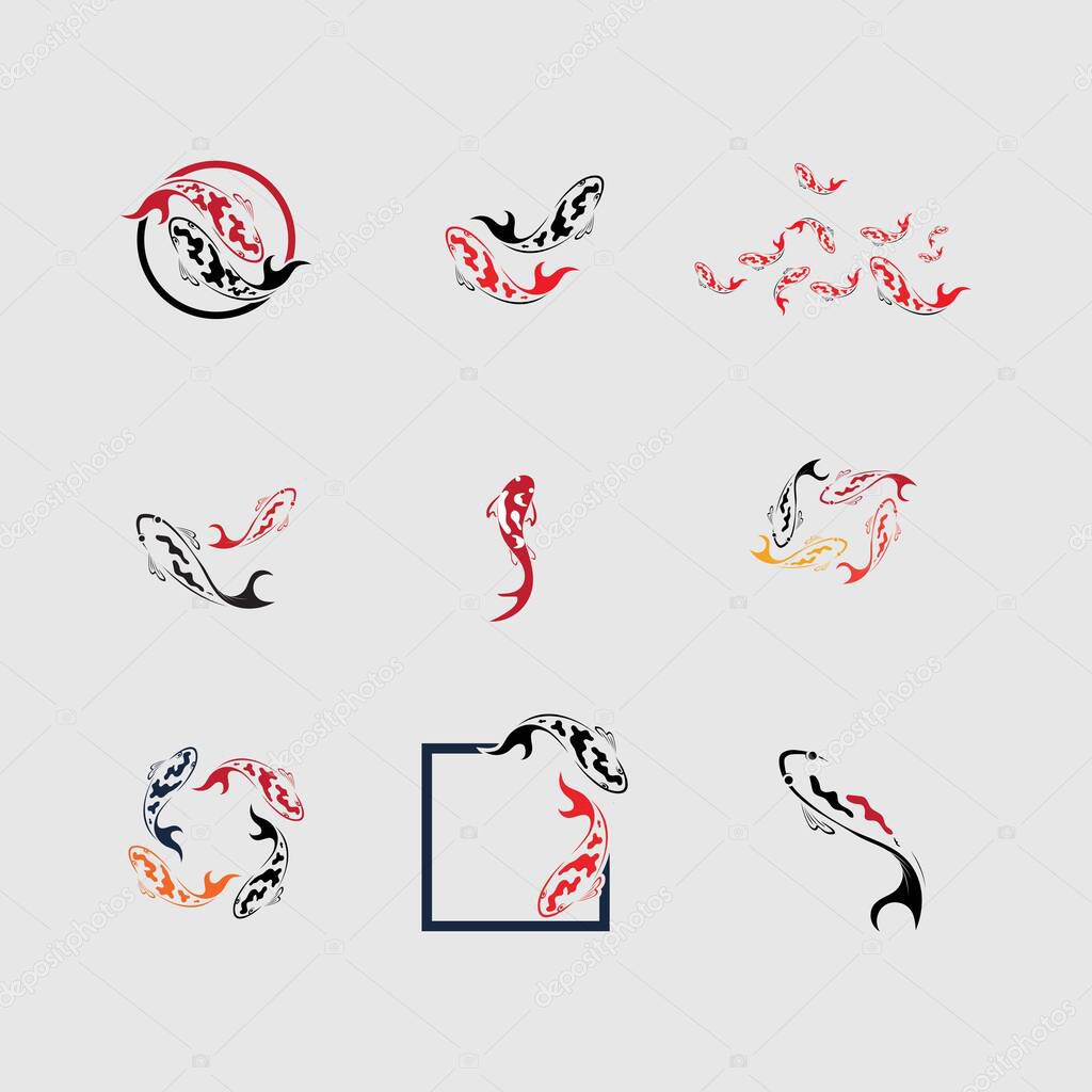 Logo set design concept of koi fish vector illustration