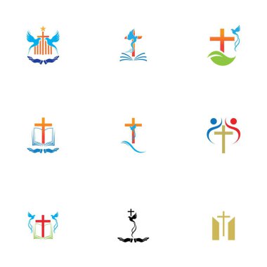 Kilise logosu vektör çizim şablonu