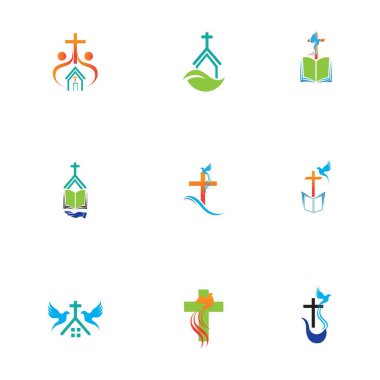 Kilise logosu vektör çizim şablonu