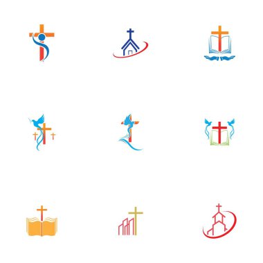Kilise logosu vektör çizim şablonu