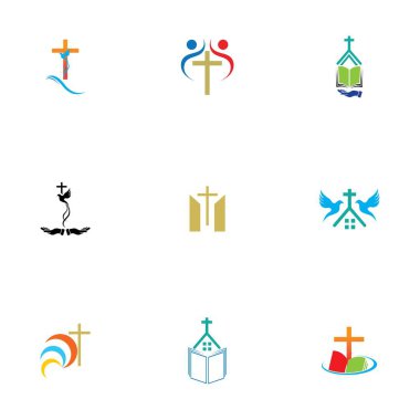 Kilise logosu vektör çizim şablonu