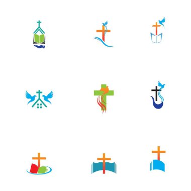 Kilise logosu vektör çizim şablonu