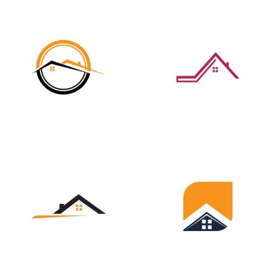 Ev logosu vektör resimleme şablonu seti