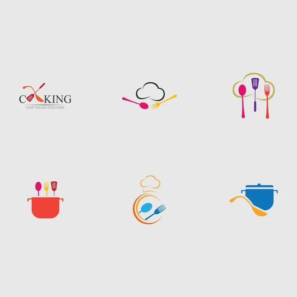 Kochen Logo Set Symbol Illustration Design Vorlage — Stockvektor