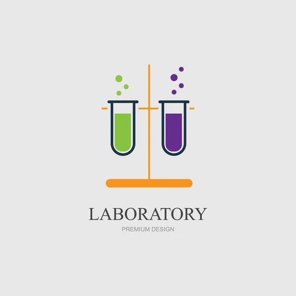 Ilustração Vetorial Modelo Design Logotipo Laboratório —  Vetores de Stock