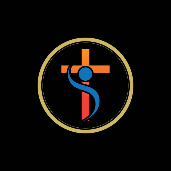 Illustration Vectorielle Logo Église Sur Fond Noir — Image vectorielle