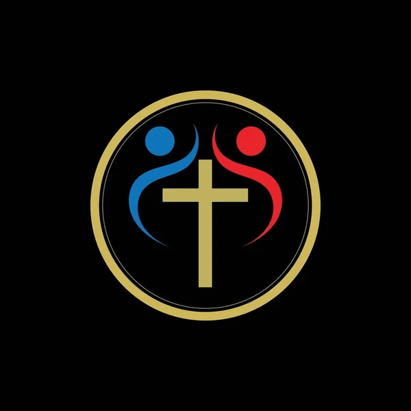 Illustration Vectorielle Logo Église Sur Fond Noir — Image vectorielle