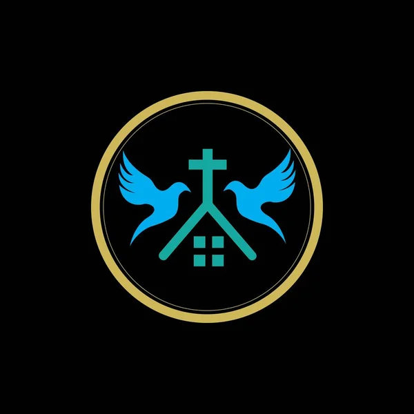 Siyah Arkaplan Tasarımında Kilise Logosu Vektör Illüstrasyonu — Stok Vektör