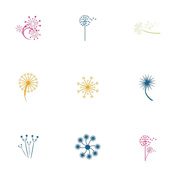 Uma Coleção Dandelion Logotipo Símbolo Flor Ilustração Design — Vetor de Stock