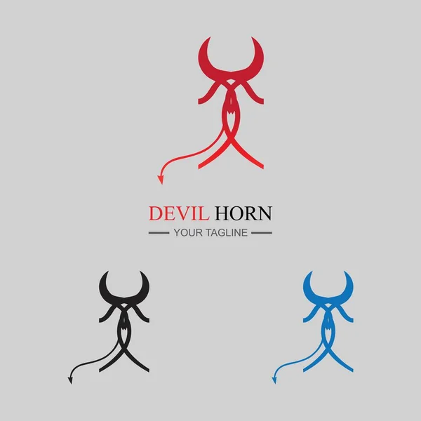 Set Devil Horn Logo Vector Icon Design Illustration Plantilla Sobre — Vector de stock