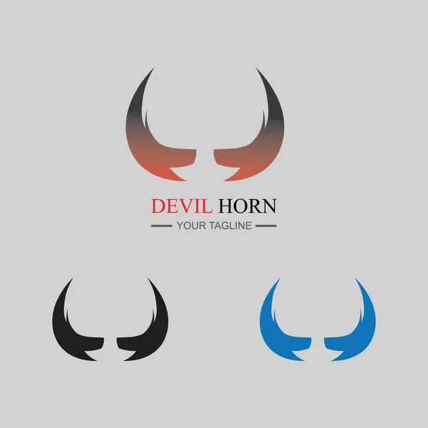 Set Devil Horn Logo Vector Icon Design Illustration Template Gray — Stock Vector