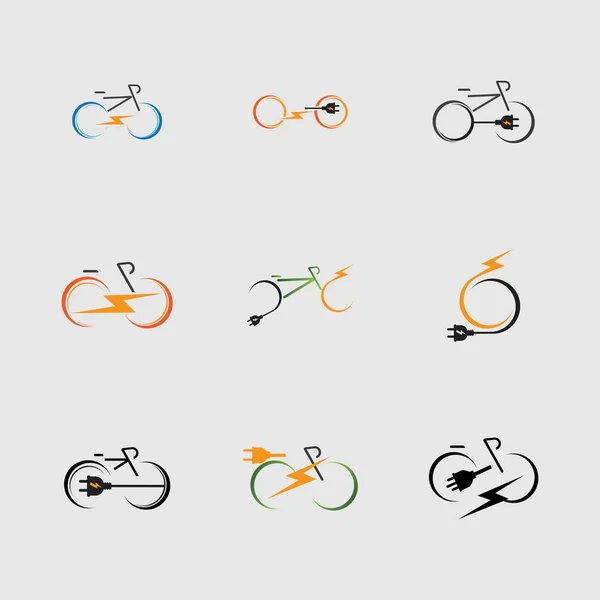 Set Electric Bike Icon Logo Design Elemen — Stock Vector