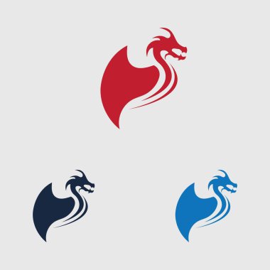 Gri arkaplan dizayn şablonunda ejderha logosu koleksiyonu