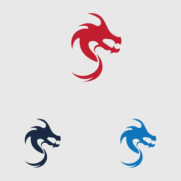 Colección Logotipo Dragón Plantilla Diseño Fondo Gris — Vector de stock