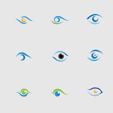 Gri arkaplanda yaratıcı göz logosu vektör çizim şablonu