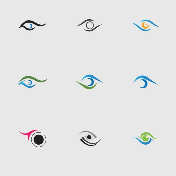 Criativo Olho Logotipo Conjunto Vetor Ilustração Design Modelo Fundo Cinza —  Vetores de Stock