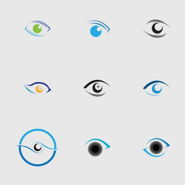 Творческий Глаз Логотип Набор Векторной Иллюстрации Дизайн Шаблон Сером Фоне — стоковый вектор
