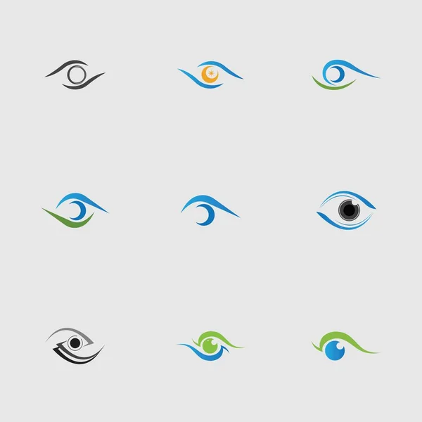Criativo Olho Logotipo Conjunto Vetor Ilustração Design Modelo Fundo Cinza —  Vetores de Stock
