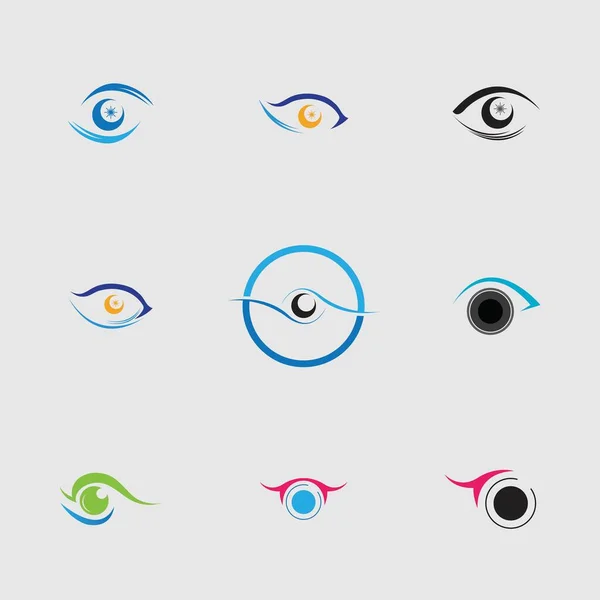 Kreativa Ögon Logotyp Uppsättning Vektor Illustration Design Mall Grå Bakgrund — Stock vektor