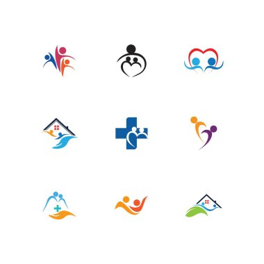 Aile bakımı aşk logosu ve semboller tasarımı