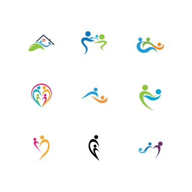 Aile bakımı aşk logosu ve semboller tasarımı