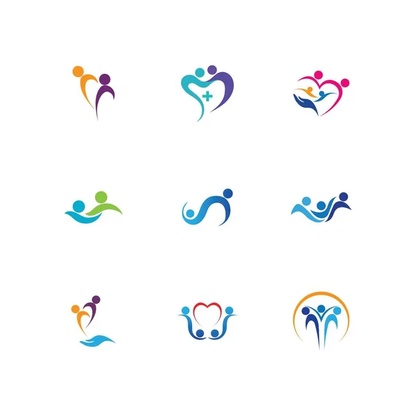 Set Von Familienpflege Liebe Logo Und Symbole Illustration Design — Stockvektor